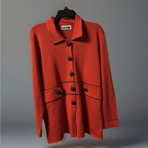 Laura Knit San Remo Vintage Button Up Cardigan Size L Made In USA Pit-to-Pit 21”